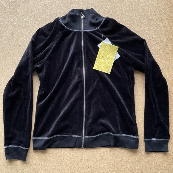 QVC style Pants - Velvet Velour Black Track Suit Top Jacket | Women's Size Small Y2K Style QVC